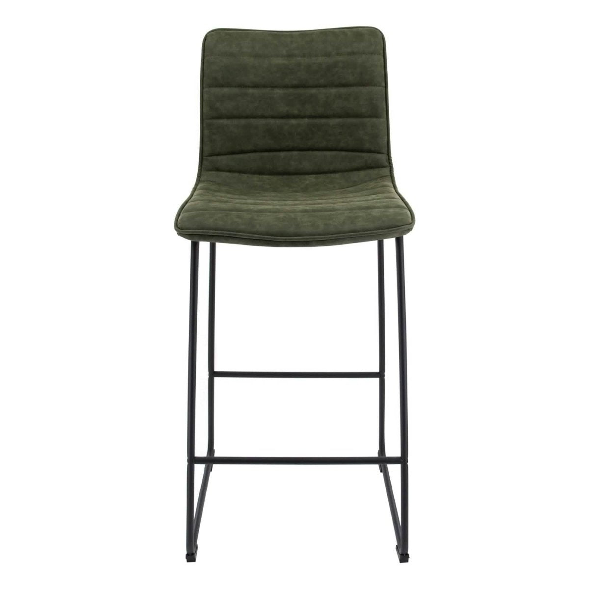 Brooklyn 29.9" Modern Leather Bar Stool With Black Iron Base & Footrest