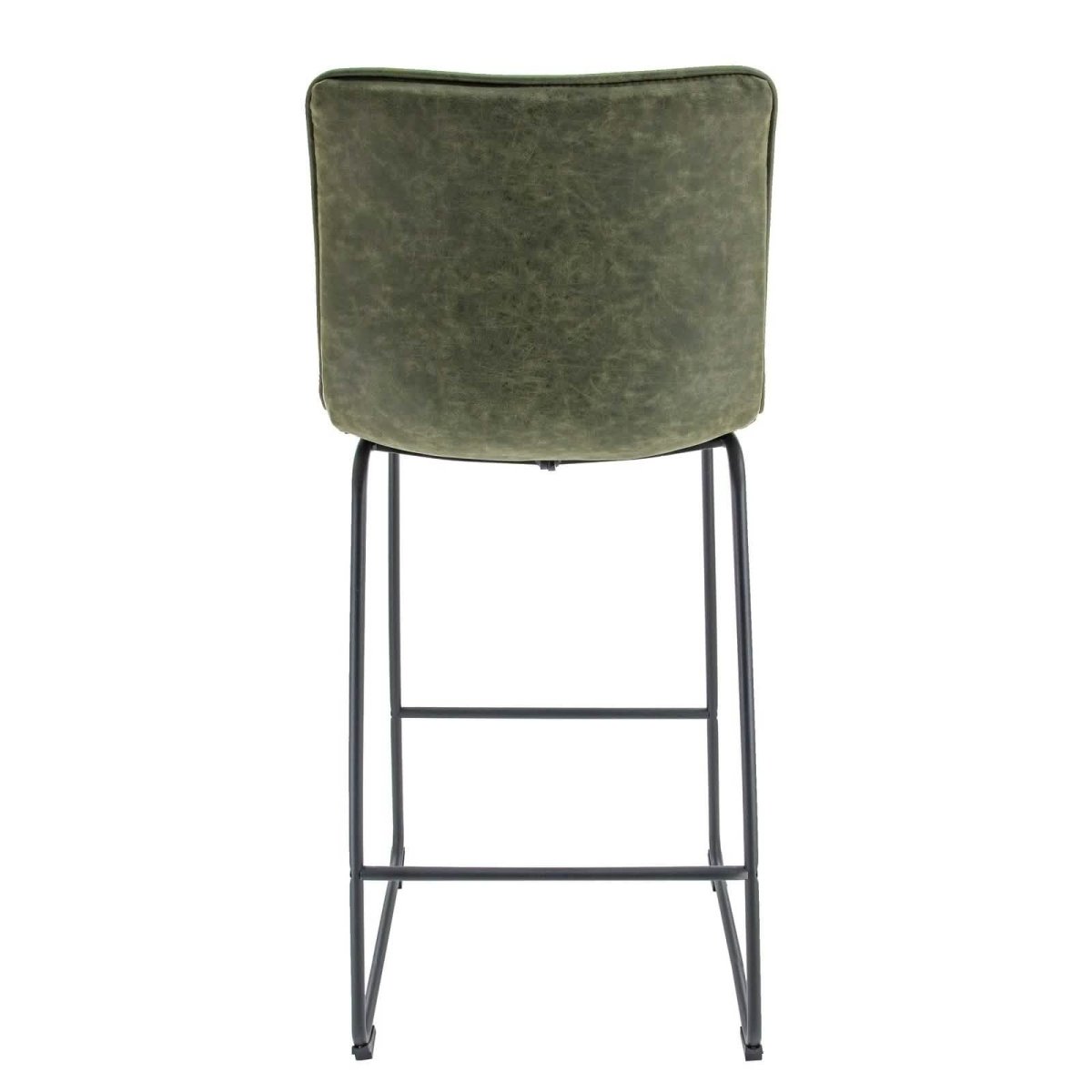 Brooklyn 29.9" Modern Leather Bar Stool With Black Iron Base & Footrest