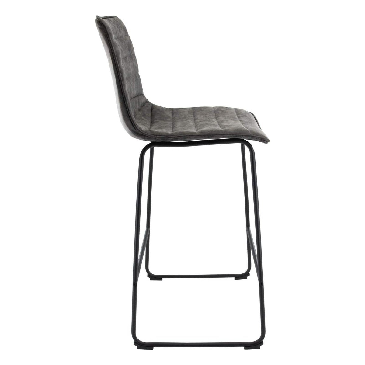 Brooklyn 29.9" Modern Leather Bar Stool With Black Iron Base & Footrest