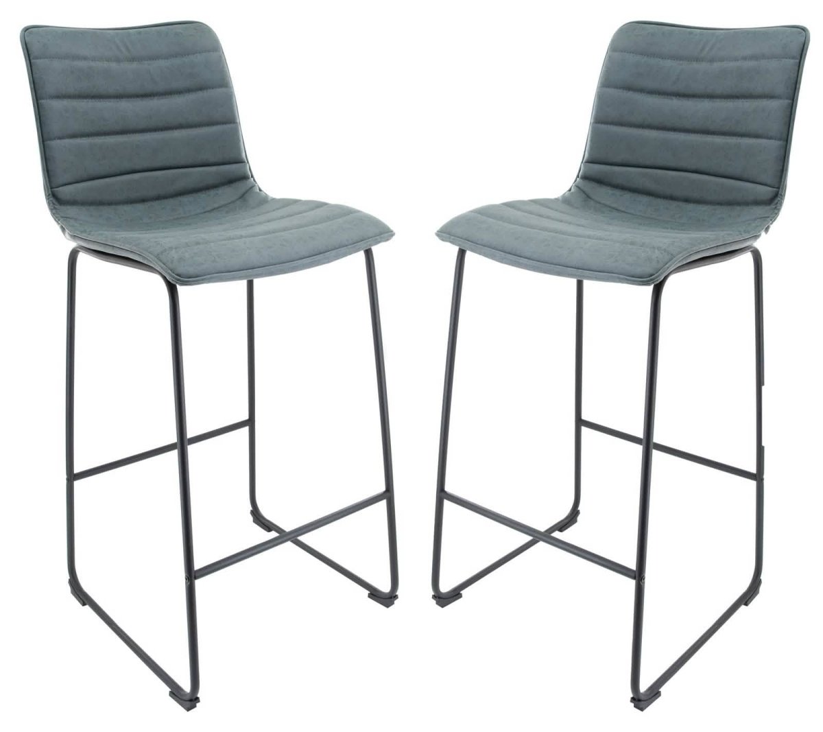 Brooklyn 29.9" Modern Leather Bar Stool With Black Iron Base & Footrest