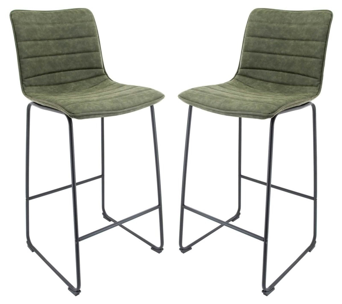 Brooklyn 29.9" Modern Leather Bar Stool With Black Iron Base & Footrest
