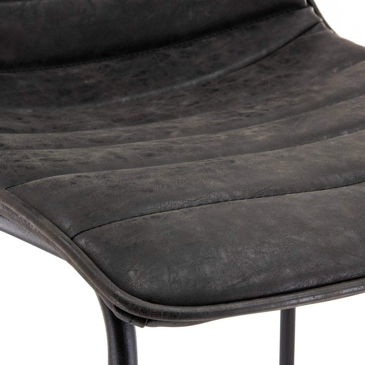 Brooklyn 29.9" Modern Leather Bar Stool With Black Iron Base & Footrest