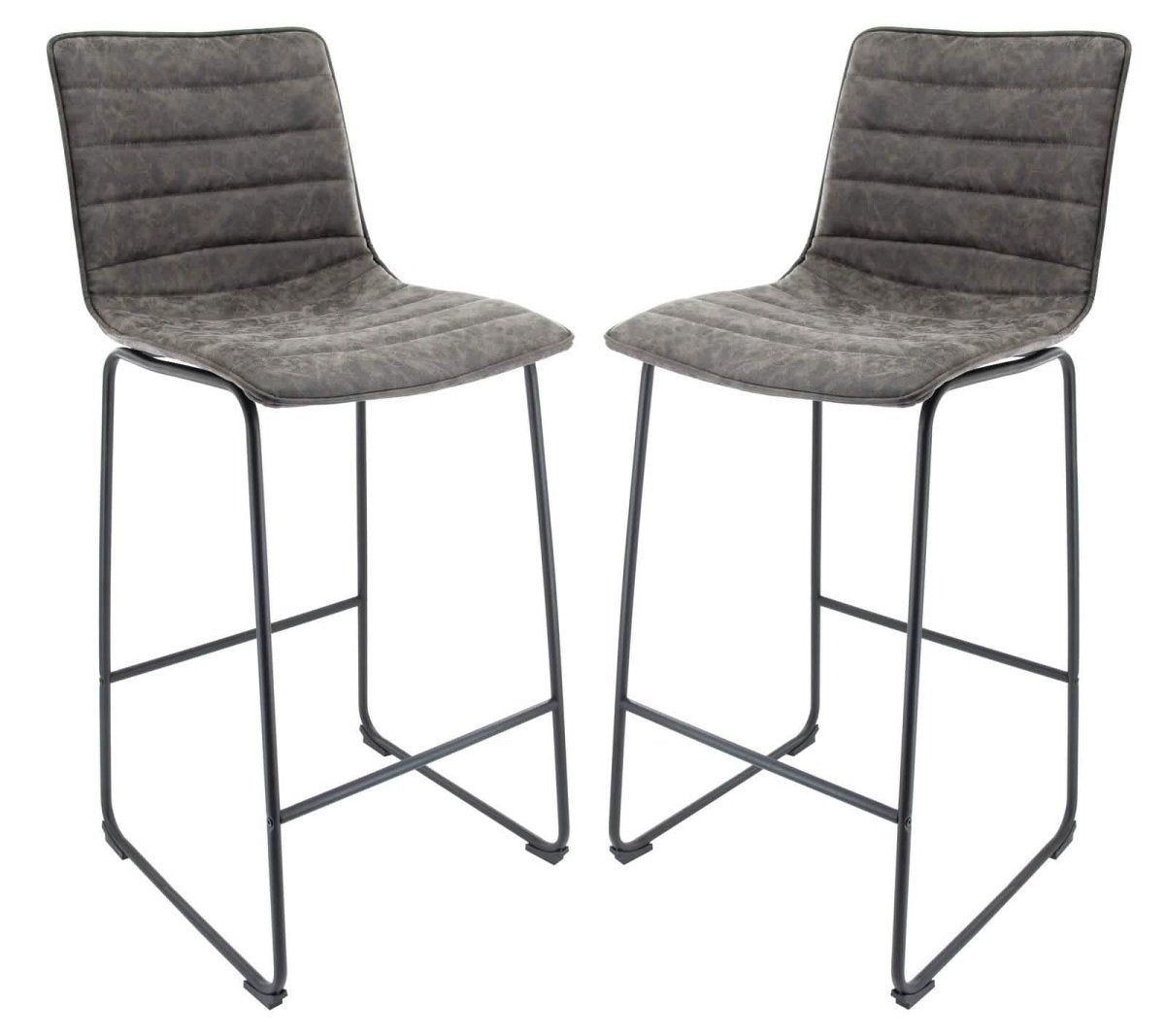 Brooklyn 29.9" Modern Leather Bar Stool With Black Iron Base & Footrest