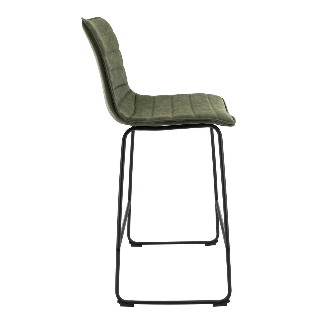 Brooklyn 29.9" Modern Leather Bar Stool With Black Iron Base & Footrest
