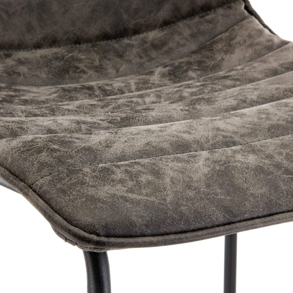 Brooklyn 29.9" Modern Leather Bar Stool With Black Iron Base & Footrest