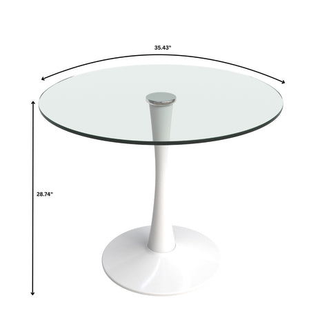 Bristol Round Dining Table with Glass Top and Iron Pedestal Base