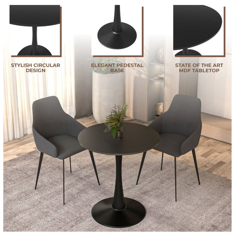 Bristol Round Dining Table Collection in Black Steel