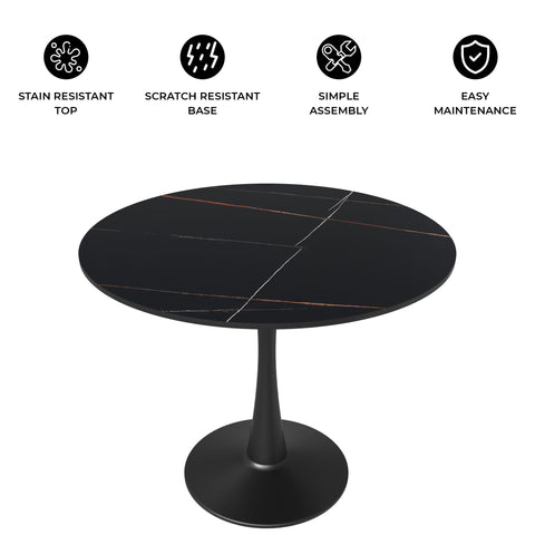 Bristol Round Dining Table Collection in Black Steel