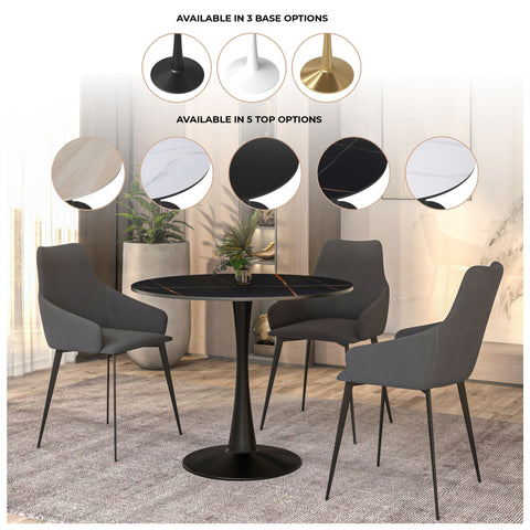 Bristol Round Dining Table Collection in Black Steel