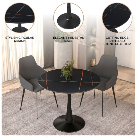 Bristol Round Dining Table Collection in Black Steel