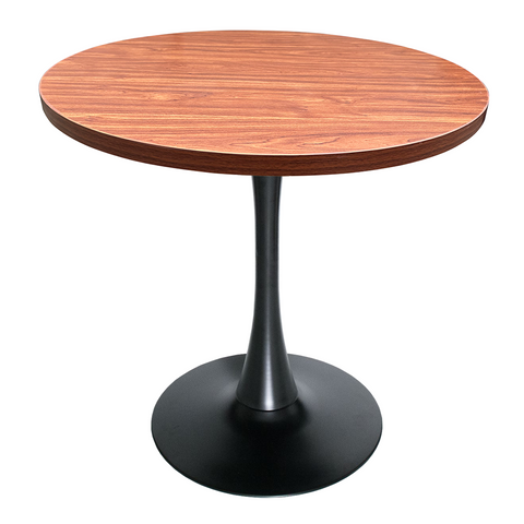 Bristol Round Dining Table with Sintered Stone/MDF Wood Tabletop in Black/White Steel