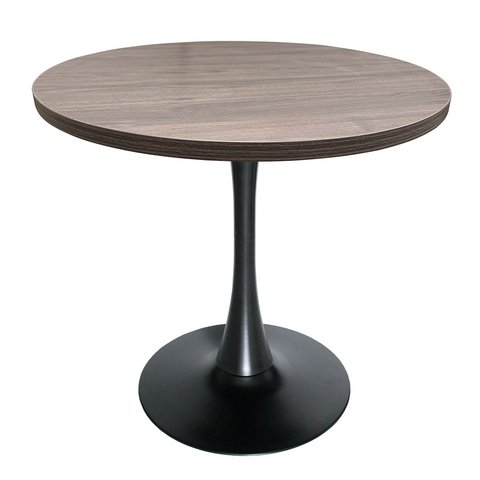 Bristol Round Dining Table with Sintered Stone/MDF Wood Tabletop in Black/White Steel