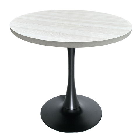 Bristol Round Dining Table with Sintered Stone/MDF Wood Tabletop in Black/White Steel