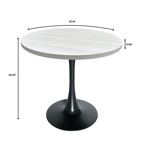 Bristol Round Dining Table with Sintered Stone/MDF Wood Tabletop in Black/White Steel