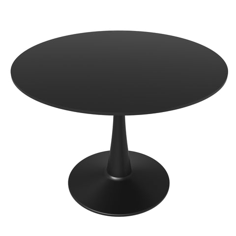 Bristol Round Dining Table with Sintered Stone/MDF Wood Tabletop in Black/White Steel