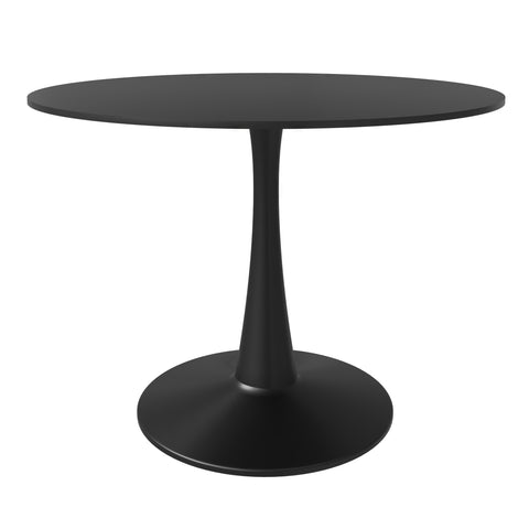 Bristol Round Dining Table with Sintered Stone/MDF Wood Tabletop in Black/White Steel