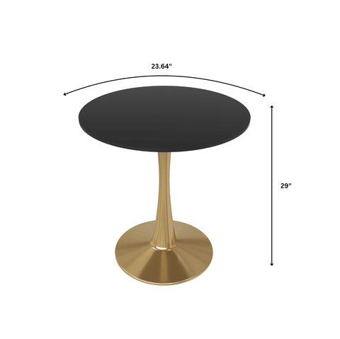 Bristol Round Dining Table with MDF/Sintered Stone Wood Tabletop in Gold Steel