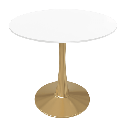 Bristol Round Dining Table with MDF/Sintered Stone Wood Tabletop in Gold Steel