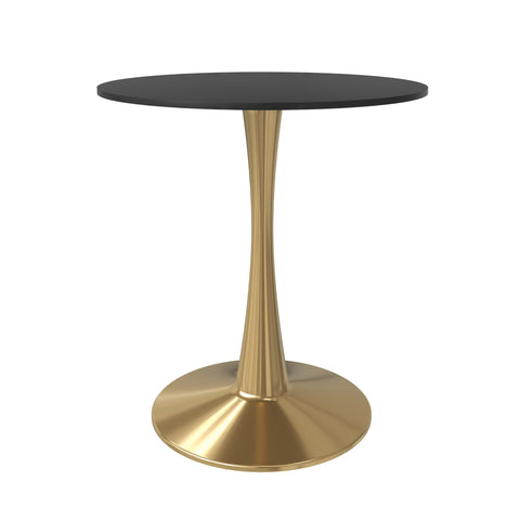 Bristol Round Dining Table with MDF/Sintered Stone Wood Tabletop in Gold Steel