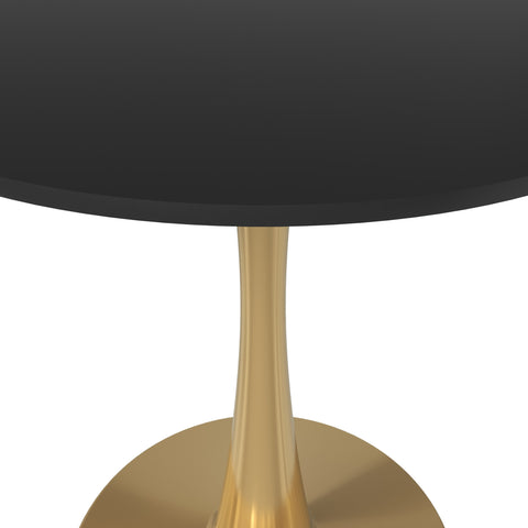 Bristol Round Dining Table with MDF/Sintered Stone Wood Tabletop in Gold Steel