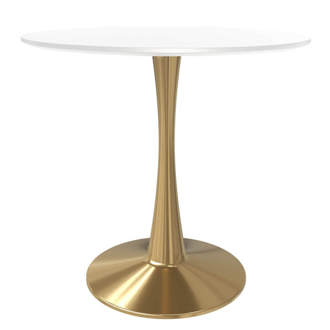 Bristol Round Dining Table with MDF/Sintered Stone Wood Tabletop in Gold Steel