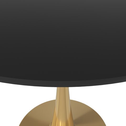 Bristol Round Dining Table with MDF/Sintered Stone Wood Tabletop in Gold Steel