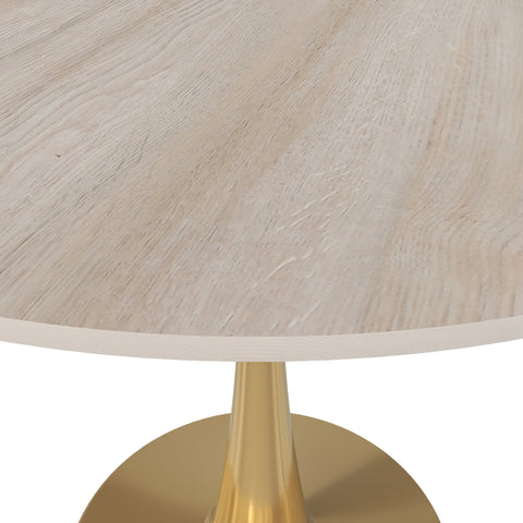 Bristol Round Dining Table with MDF/Sintered Stone Wood Tabletop in Gold Steel