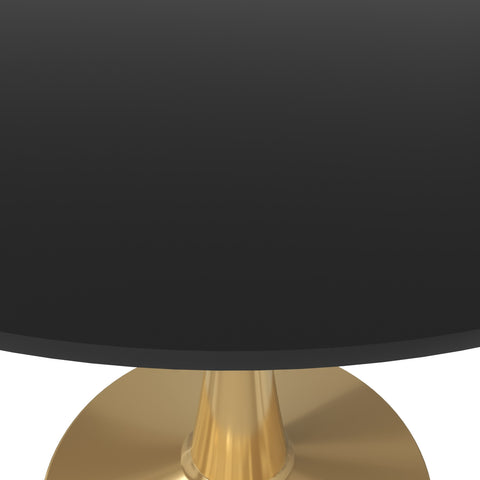 Bristol Round Dining Table with MDF/Sintered Stone Wood Tabletop in Gold Steel