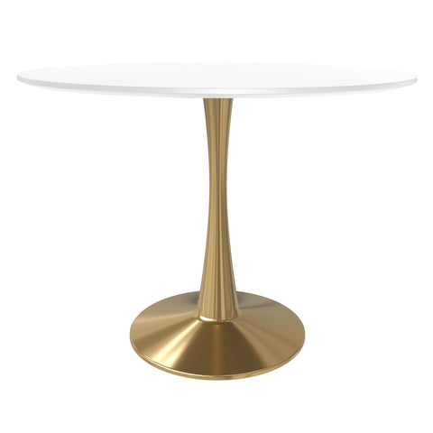 Bristol Round Dining Table with MDF/Sintered Stone Wood Tabletop in Gold Steel