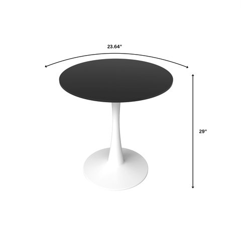 Bristol Round Dining Table with MDF/Sintered Stone/Glass Wood Tabletop in White Steel