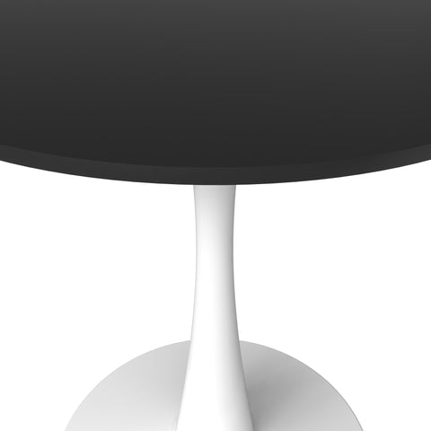 Bristol Round Dining Table with MDF/Sintered Stone/Glass Wood Tabletop in White Steel