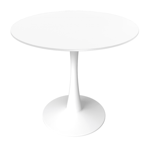 Bristol Round Dining Table with MDF/Sintered Stone/Glass Wood Tabletop in White Steel