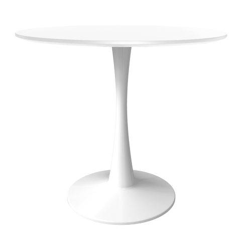 Bristol Round Dining Table with MDF/Sintered Stone/Glass Wood Tabletop in White Steel