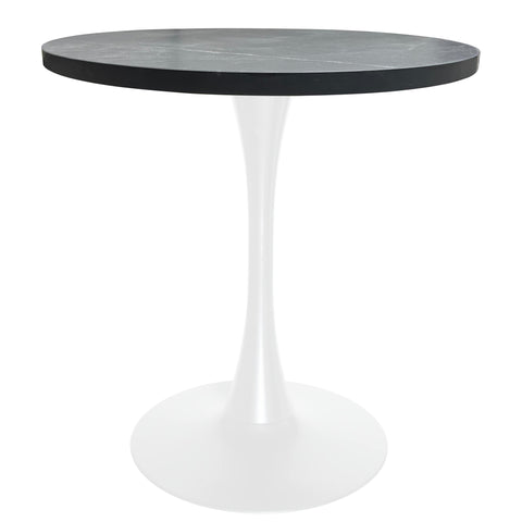 Bristol Round Dining Table with MDF/Sintered Stone/Glass Wood Tabletop in White Steel