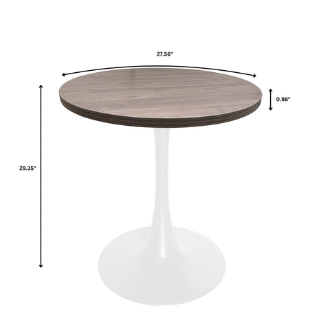 Bristol Round Dining Table with MDF/Sintered Stone/Glass Wood Tabletop in White Steel