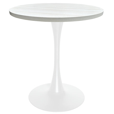 Bristol Round Dining Table with MDF/Sintered Stone/Glass Wood Tabletop in White Steel