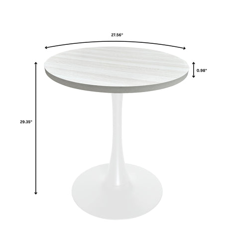 Bristol Round Dining Table with MDF/Sintered Stone/Glass Wood Tabletop in White Steel