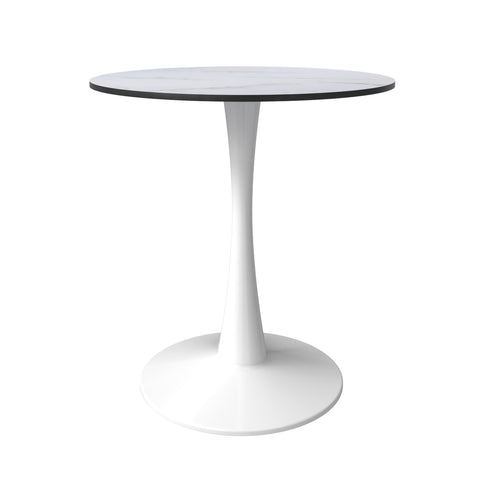 Bristol Round Dining Table with MDF/Sintered Stone/Glass Wood Tabletop in White Steel