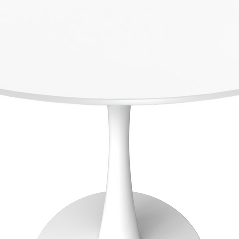 Bristol Round Dining Table with MDF/Sintered Stone/Glass Wood Tabletop in White Steel