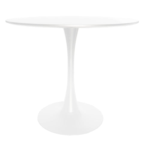 Bristol Round Dining Table with MDF/Sintered Stone/Glass Wood Tabletop in White Steel