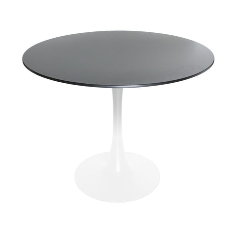 Bristol Round Dining Table with MDF/Sintered Stone/Glass Wood Tabletop in White Steel