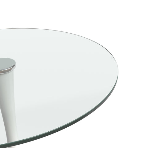 Bristol Round Dining Table with MDF/Sintered Stone/Glass Wood Tabletop in White Steel