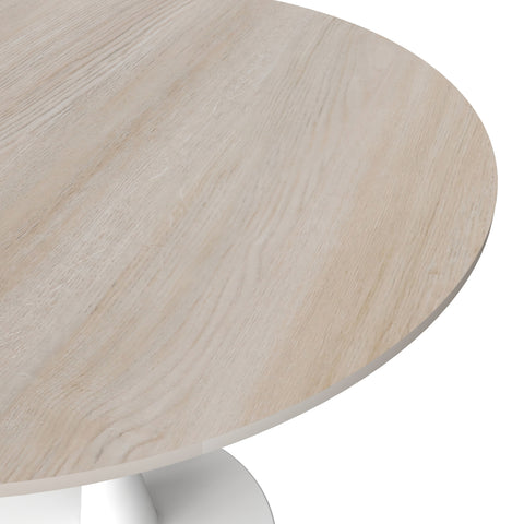 Bristol Round Dining Table with MDF/Sintered Stone/Glass Wood Tabletop in White Steel