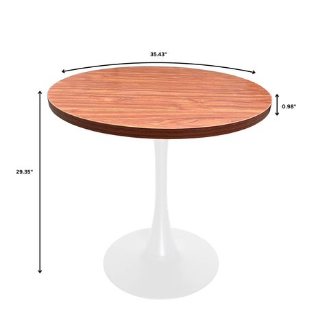 Bristol Round Dining Table with Sintered Stone/MDF Wood Tabletop in Black/White Steel