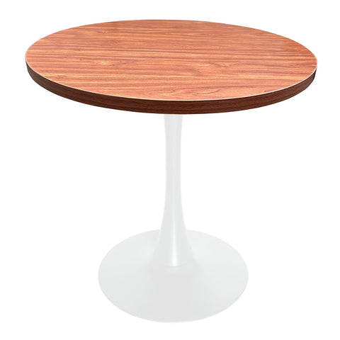 Bristol Round Dining Table with Sintered Stone/MDF Wood Tabletop in Black/White Steel