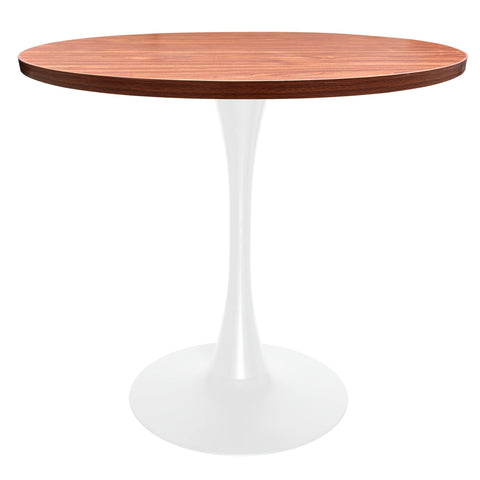 Bristol Round Dining Table with Sintered Stone/MDF Wood Tabletop in Black/White Steel