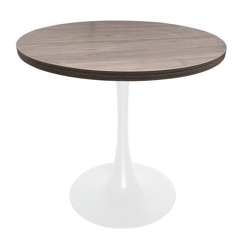 Bristol Round Dining Table with Sintered Stone/MDF Wood Tabletop in Black/White Steel