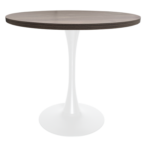 Bristol Round Dining Table with Sintered Stone/MDF Wood Tabletop in Black/White Steel