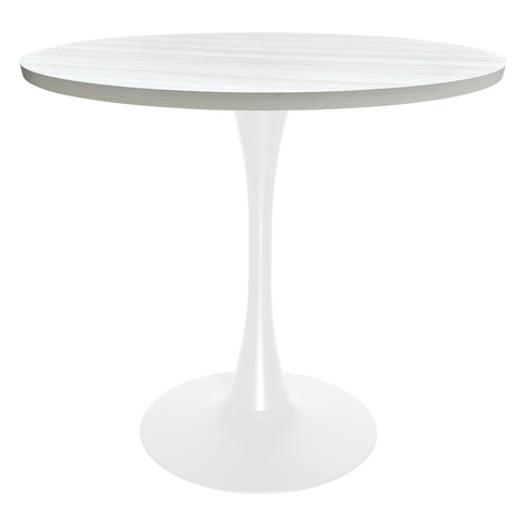 Bristol Round Dining Table with Sintered Stone/MDF Wood Tabletop in Black/White Steel