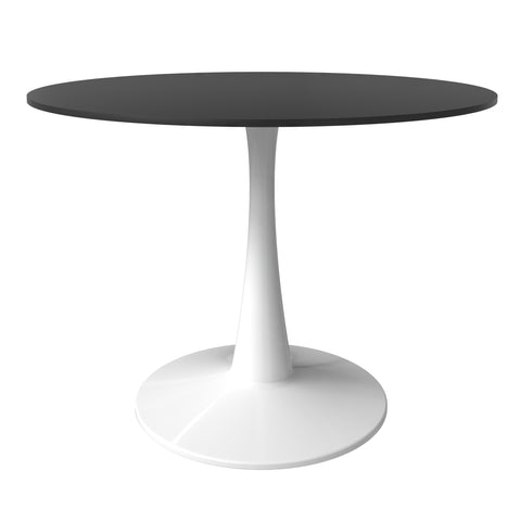 Bristol Round Dining Table with Sintered Stone/MDF Wood Tabletop in Black/White Steel